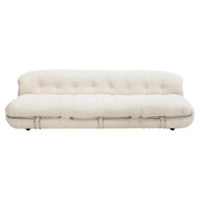 Pre-owned Afra & Tobia Scarpa Tobia Scarpa Mid-century Modern Bouclé Fabric "soriana" Italian Sofa In Sand