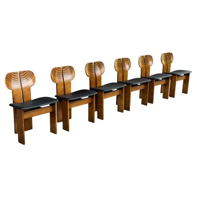 Pre-owned Afra & Tobia Scarpa Afra And Tobia Scarpa Walnut Africa Dining Chair For Maxalto, 1976, Set Of 6 In Brown