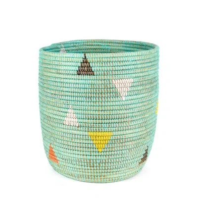 African Modern Bath Bin Basket In Blue