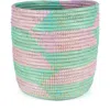 African Modern Herringbone Bath Bin Basket In Multi