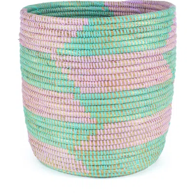 African Modern Herringbone Bath Bin Basket In Multi