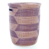 African Modern Herringbone Flat Lid Hamper Basket In Multi