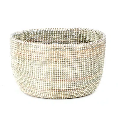 African Modern Knitting Basket In White