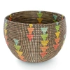 African Modern Prism Triangles Deep Storage Bowl Basket In Multi