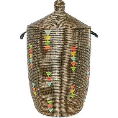 African Modern Prism Triangles Slender Laurel Hamper Basket In Multi