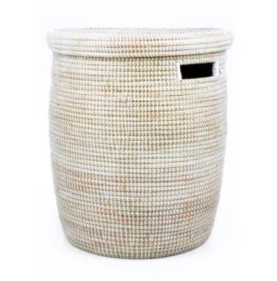 African Modern Solid White Peace Corps Hamper In Neutral