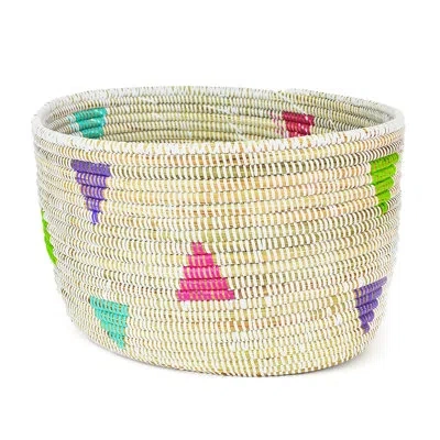 African Modern White Knitting Basket