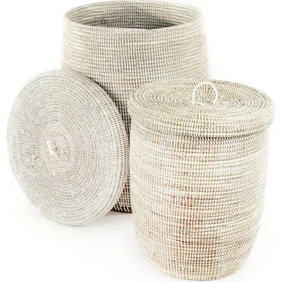 African Modern White Sand Dune Hamper Set