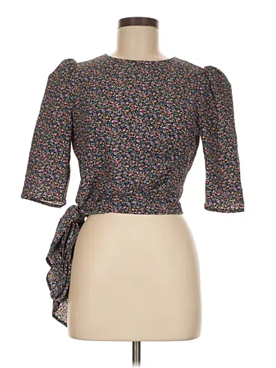 Pre-owned Afrm 3/4 Sleeve Top Black Sweetheart Neckline Tops