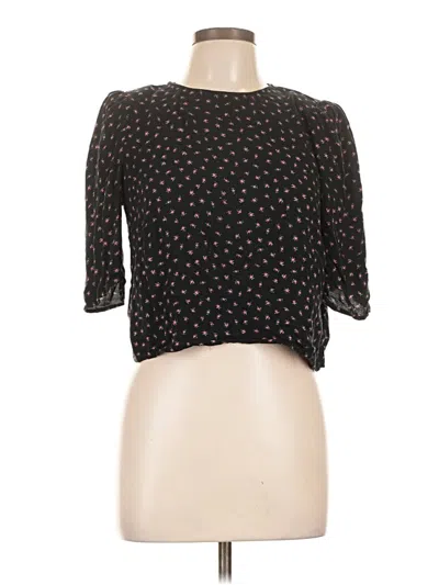 Pre-owned Afrm 3/4 Sleeve Top Black Sweetheart Neckline Tops