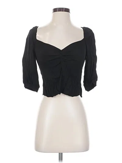 Pre-owned Afrm 3/4 Sleeve Top Black Sweetheart Neckline Tops