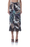 Afrm Ackley Lace Trim Midi Skirt In Multi