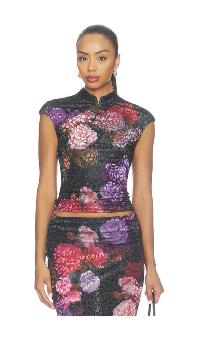 Afrm Adjoa Burnout Velvet Top In Multi