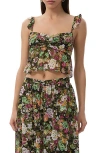 Afrm Aisha Floral Ruffle Shoulder Camisole In Multi