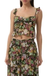 Afrm Aisha Floral Ruffle Shoulder Camisole In Multi