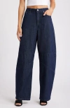 Afrm Ajax Barrel Leg Jeans In Dark Rinse Wash