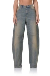 Afrm Ajax Barrel Leg Jeans In Tinted Grunge Wash