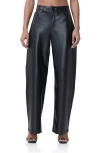Afrm Ajax Faux Leather Barrel Leg Pants In Noir Pu