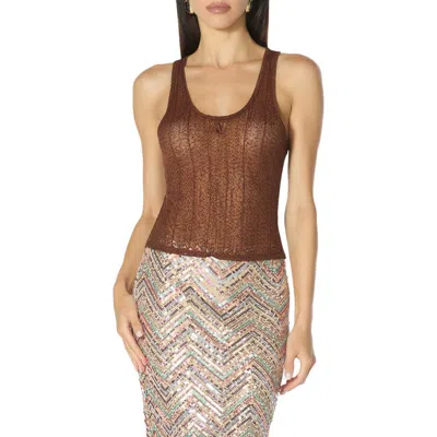 Afrm Akers Pointelle Knit Tank In Brown