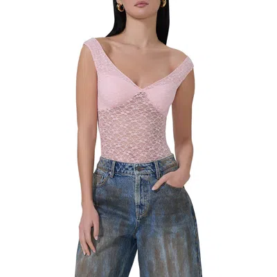 Afrm Alexis Lace Bodysuit In Pinkesque