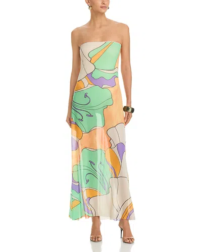 Afrm Alfie Floral Print Strapless Dress In Multi