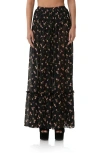 Afrm Allegra Floral Semisheer Chiffon Maxi Skirt In Delicate Ditsy