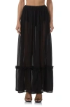 Afrm Allegra Rhinestone Chiffon Maxi Skirt In Black