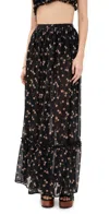 Afrm Allegra Floral Semisheer Chiffon Maxi Skirt In Delicate Ditsy