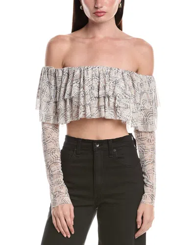 Afrm Alma Ruffle Top In White
