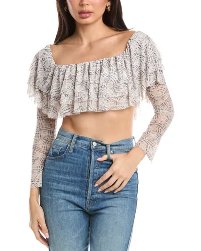 Afrm Alma Ruffle Top In Gray