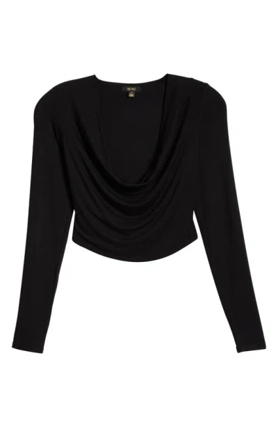 Afrm Alysa Cowl Neck Top In Noir