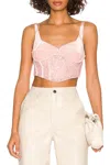 Afrm Ama Velvet Ribbed Corset Top In Apricot Blush In Pink