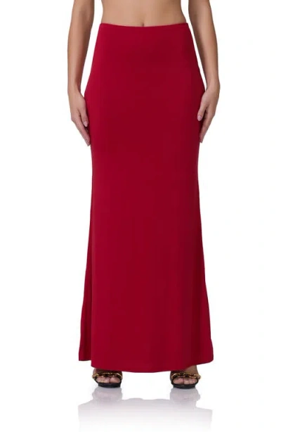 Afrm Amelia Knit Maxi Skirt In Poppy Red