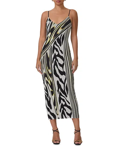 Afrm Amina Mesh Dress In Zebra Lime
