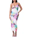 Afrm Amina Print Slipdress In Blur Pansy