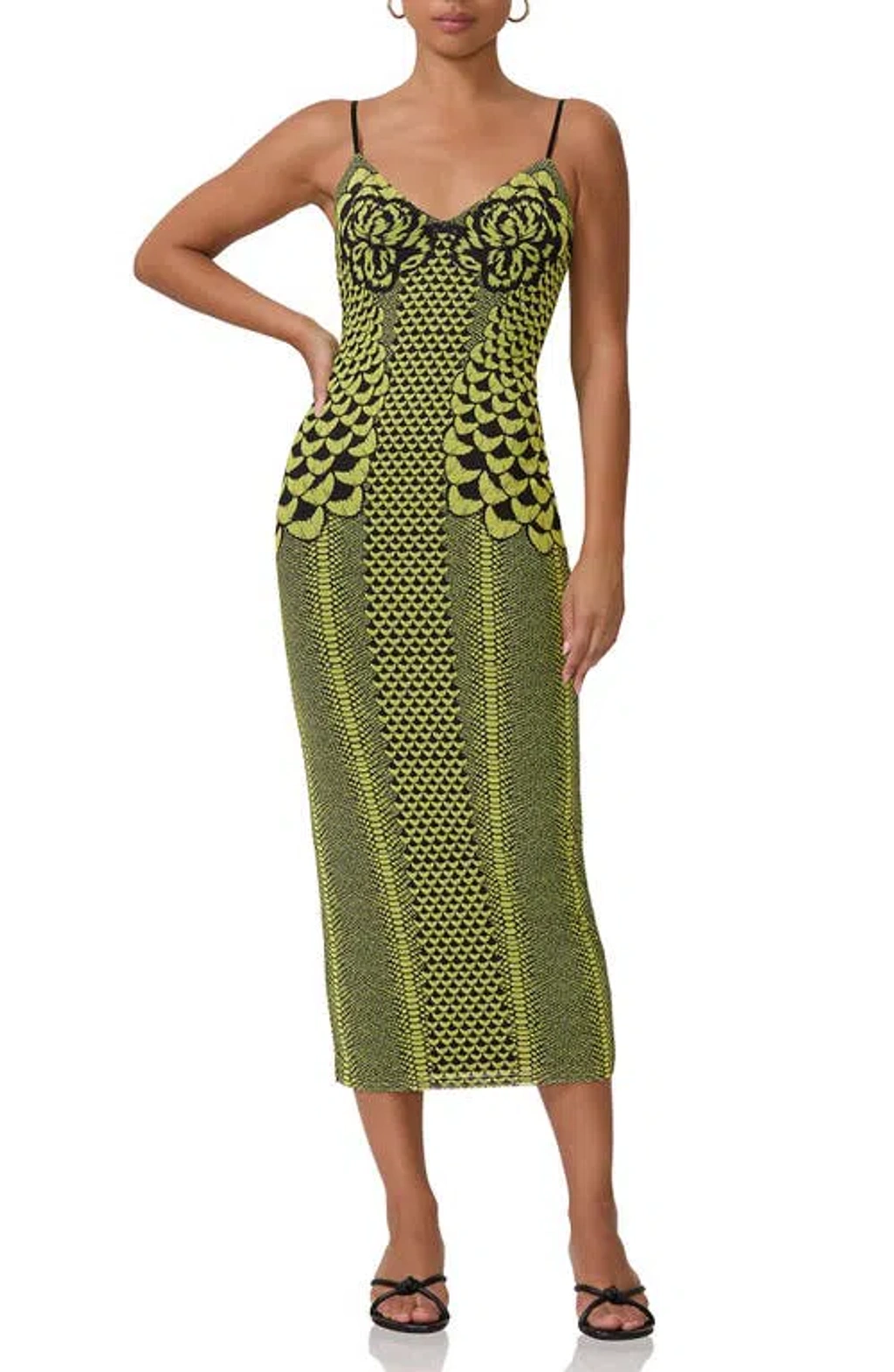 Afrm Amina Mesh Midi Slipdress In Citrus Petal | ModeSens