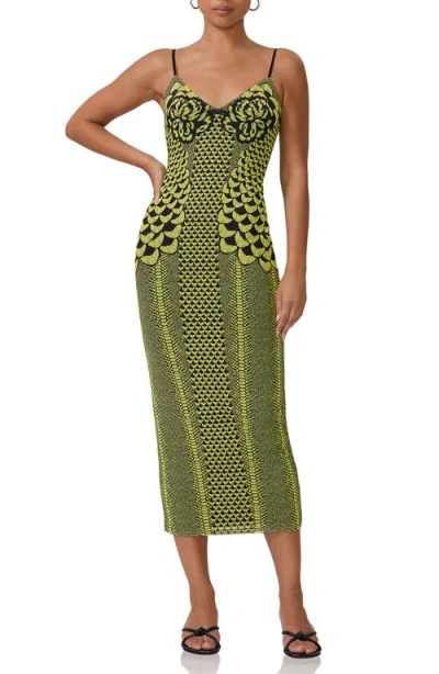 Afrm Amina Mesh Midi Slipdress In Citrus Petal