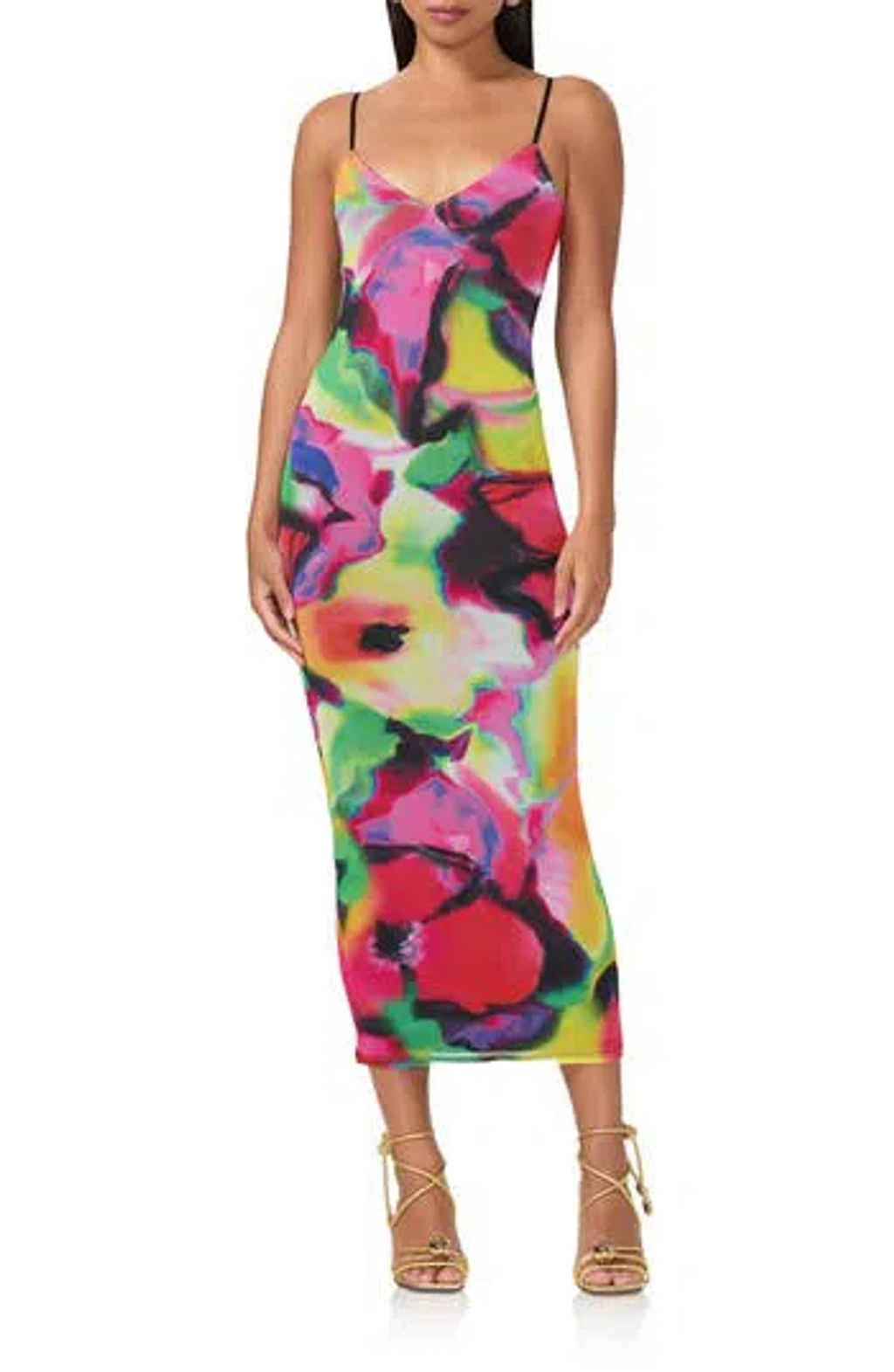 Afrm Amina Mesh Midi Slipdress In Spray Floral | ModeSens