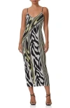Afrm Amina Mesh Dress In Zebra Lime