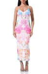 Afrm Amina Print Slipdress In Falling Petal