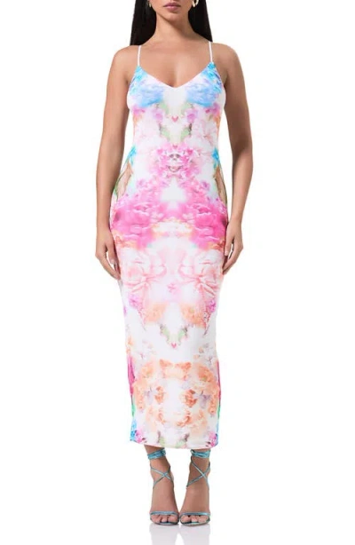 Afrm Amina Print Slipdress In Falling Petal
