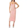 Afrm Amina Printed Rosette Mesh Dress