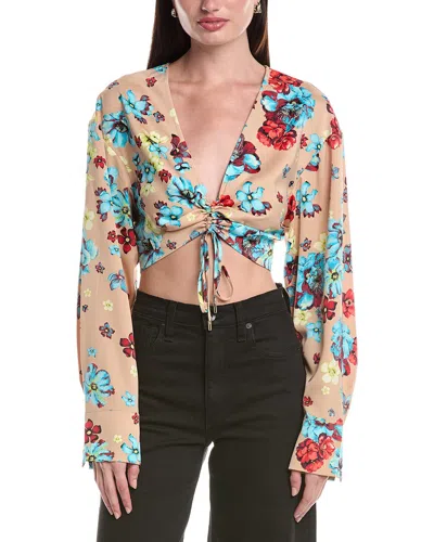 Afrm Annalise Cinched Detail Woven Top In Neutral