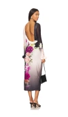 Afrm Shailene Long Sleeve Turtleneck Mesh Dress In Colorblock Floral