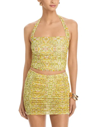 Afrm Aranya Halter Neck Top In Yellow