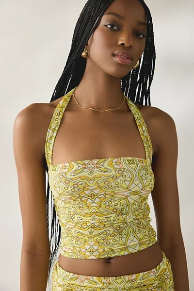 Afrm Aranya Halter Neck Top In Yellow