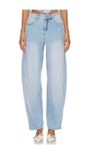 Afrm Archer Seamed Wide Leg Jeans Blue Pink Denim Wash In Blue