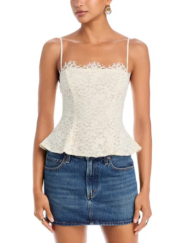 Afrm Ari Lace Peplum Top In White