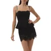 Afrm Ari Peplum Lace Camisole In Black