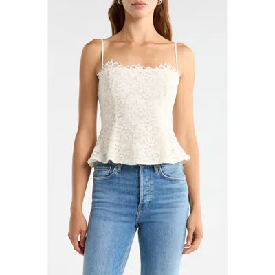Afrm Ari Peplum Lace Camisole In White